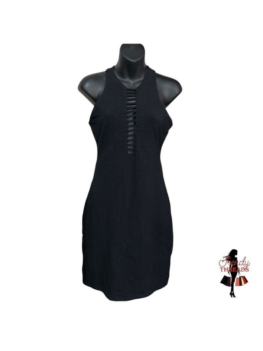 59 Express NEW Small Bodycon Open Ladder Chest Mini Dress Black Gothic Witchy